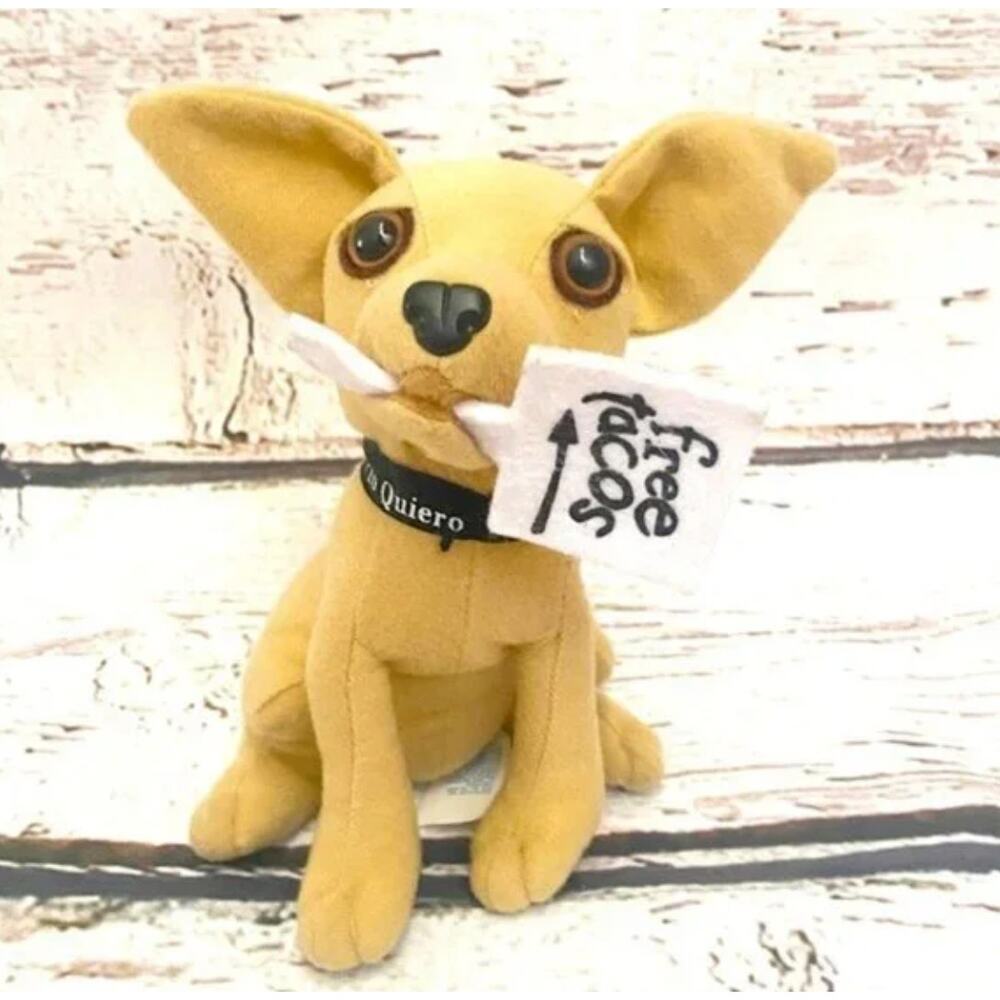 TACO BELL Chihuahua Vintage 1998 Plush 6" Dog Free Tacos Sign